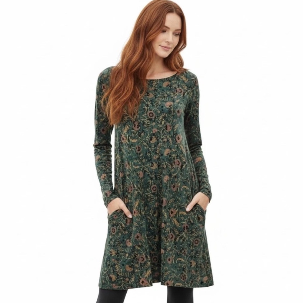Peruvian Connection Botanical Long Sleeve Dress